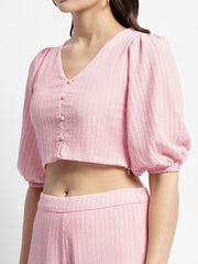 Madame Pink Puffed Sleeve Co-Ord Set