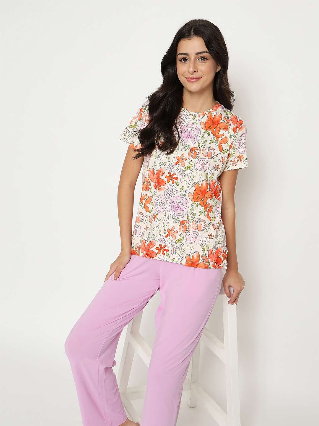 M-Secret Ladies Western Night Suit H/S S5S30052 018 Lavender