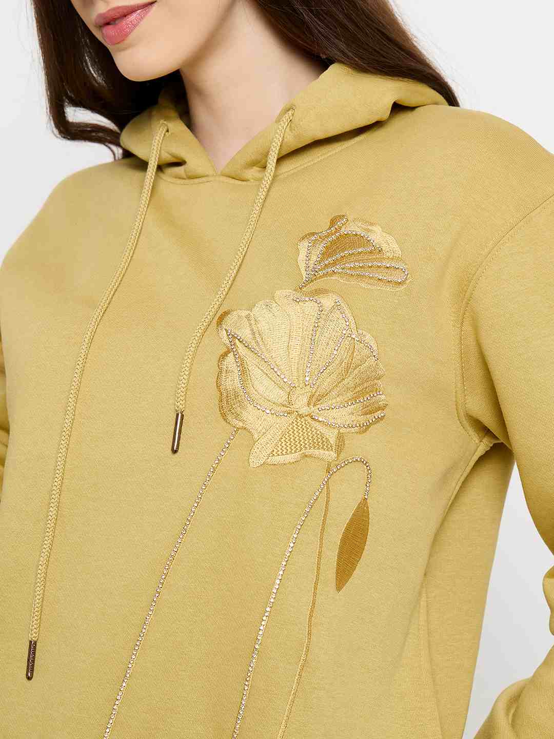 Madame Graphic Print Yellow Cotton Blend Sweatshirt