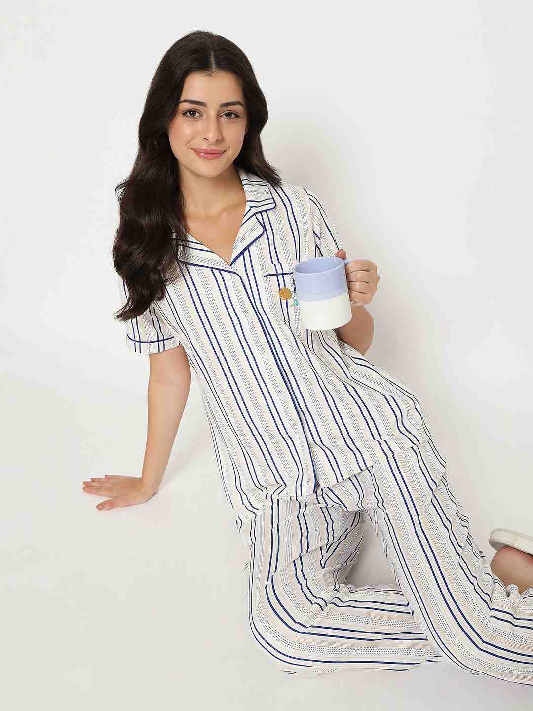 M-Secret Ladies Western Night Suit H/S S5S30101 1 Off White