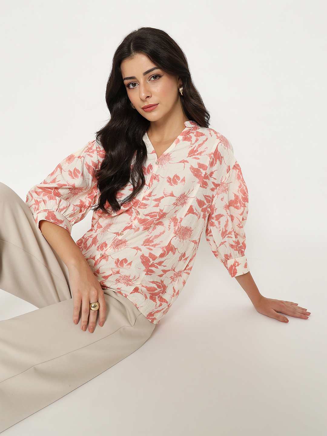 Madame Ladies Western Top H/S M5S18837 999 Coral - Goyalsons ShopMax