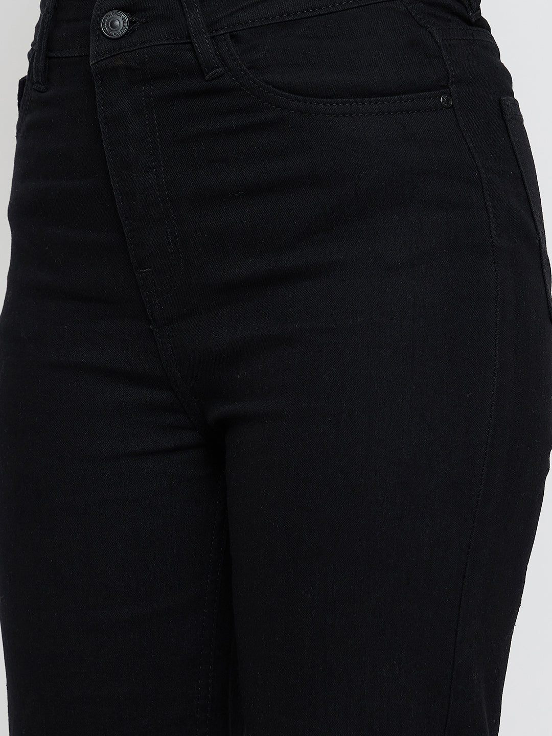 Madame Straight Fit Cotton Blend Jet Black Jeans