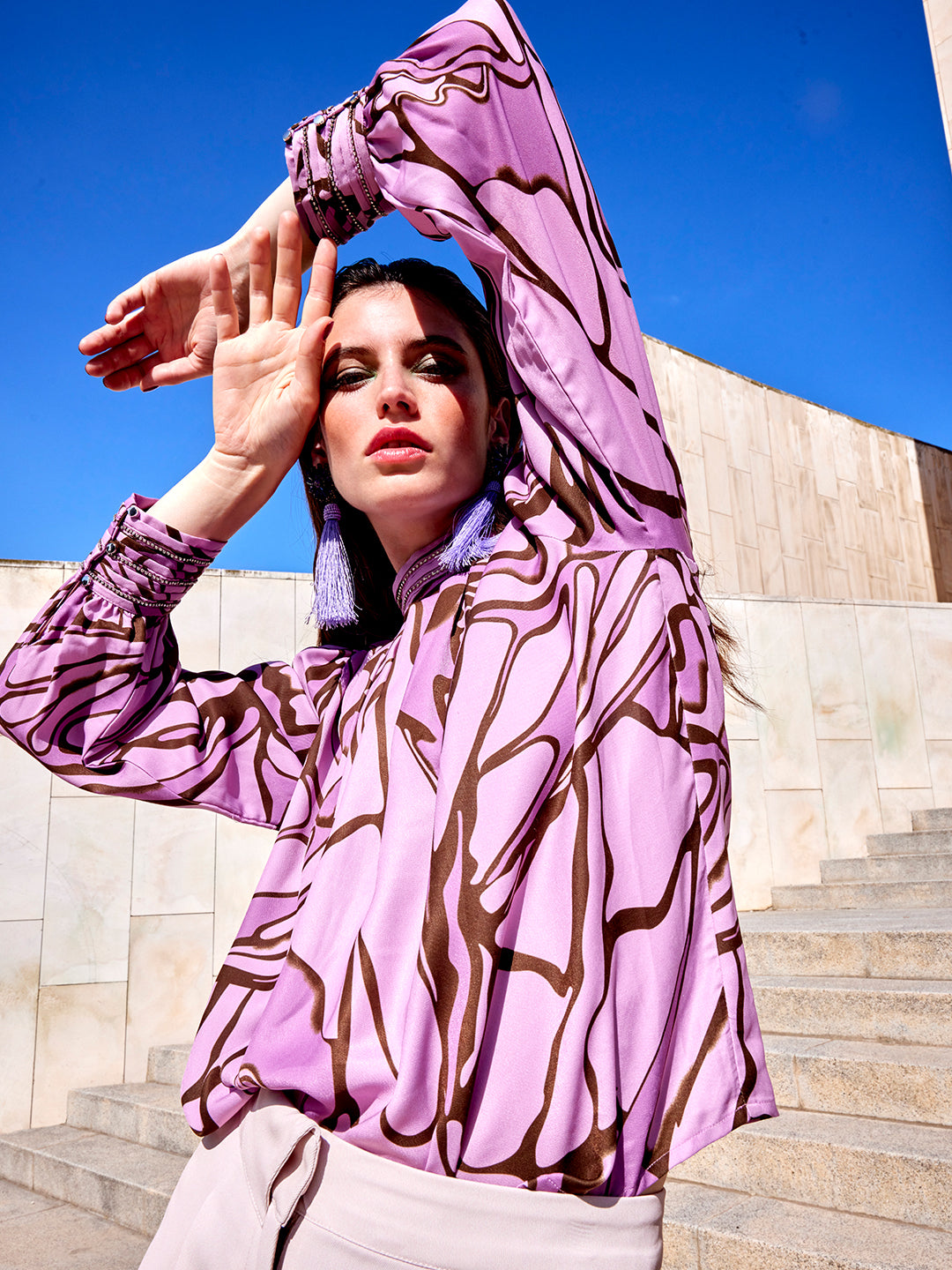 Madame Printed Floral Motif Mauveã¢Â Top