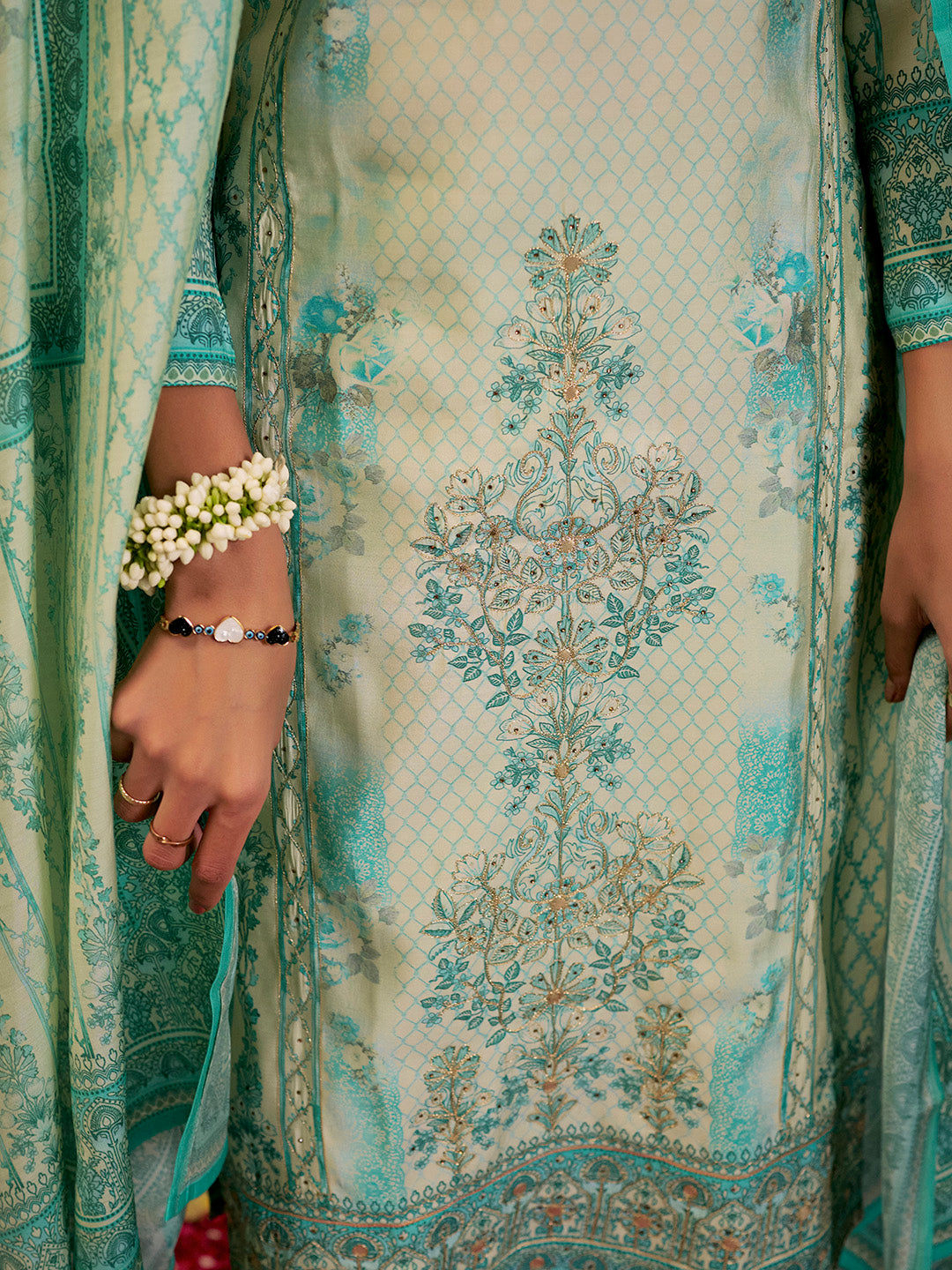 Jaipur Kurti Ladies Western Kurti 3Pcs Set 1C24Kptdr004 Seagreen