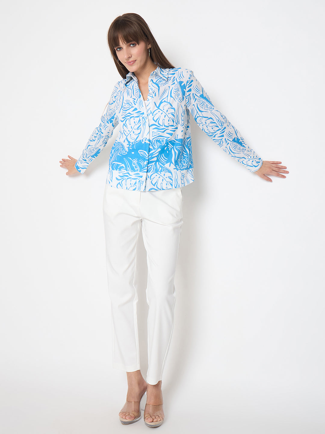 Madame Alex Waist Belt Detail Solid White Trousers