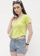 Madame Solid Neon Green Corset Style Top