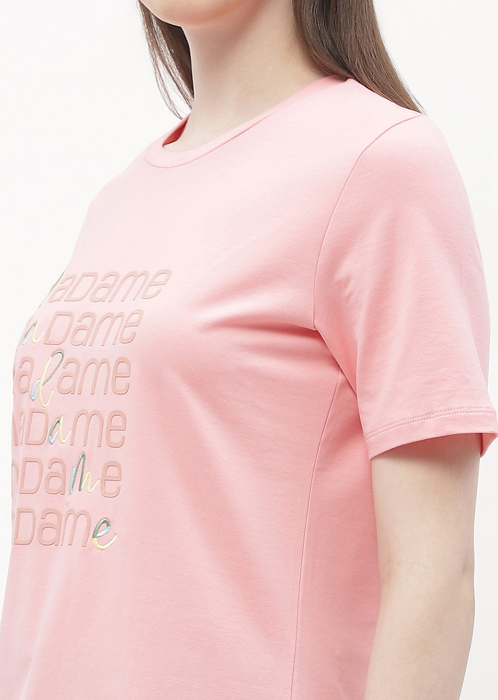 Madame Logo Print Pink Regular T-Shirt