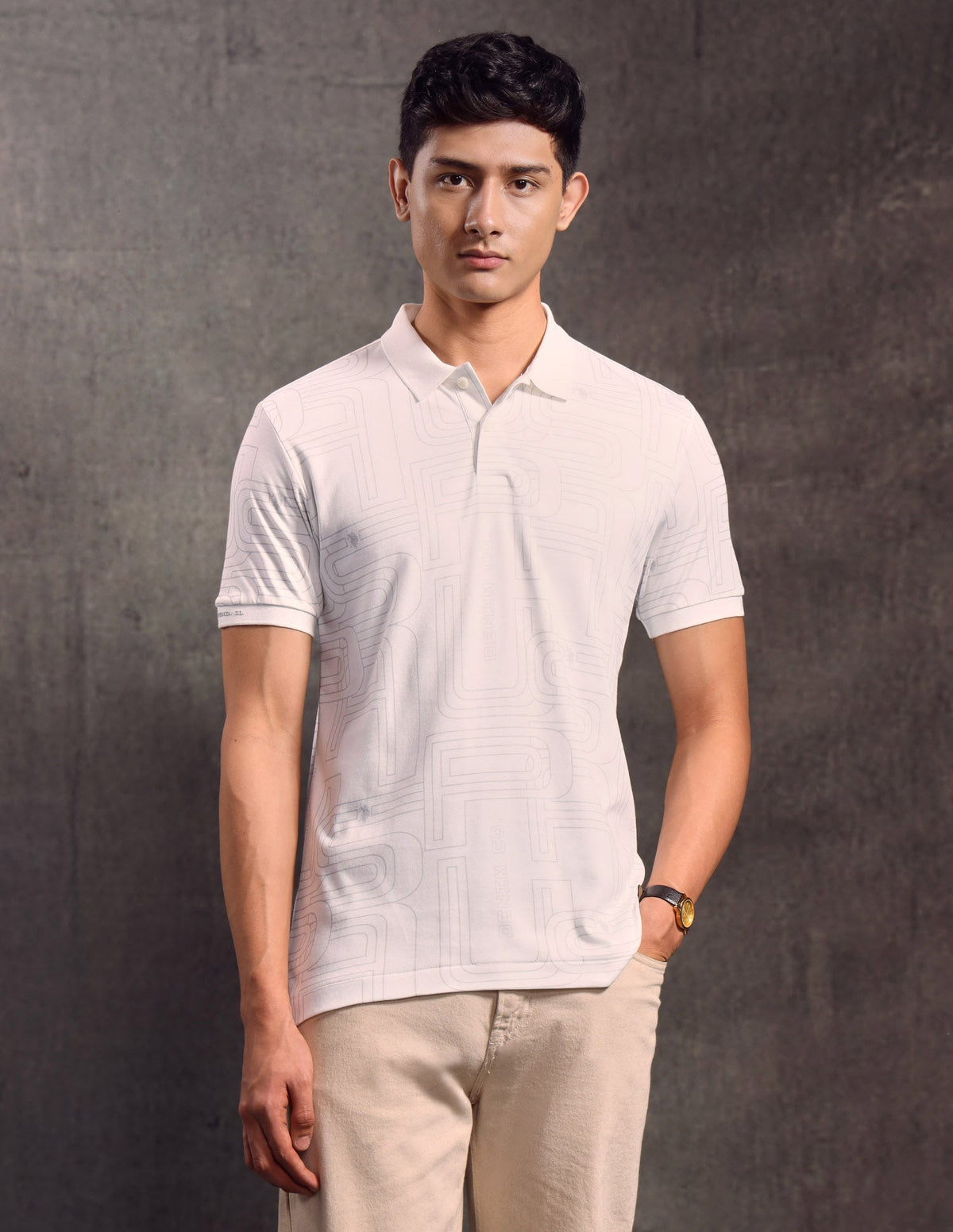 U.S. Polo men's long-sleeve T-shirt in a solid color, featuring a classic fit and U.S. Polo branding on the chest.