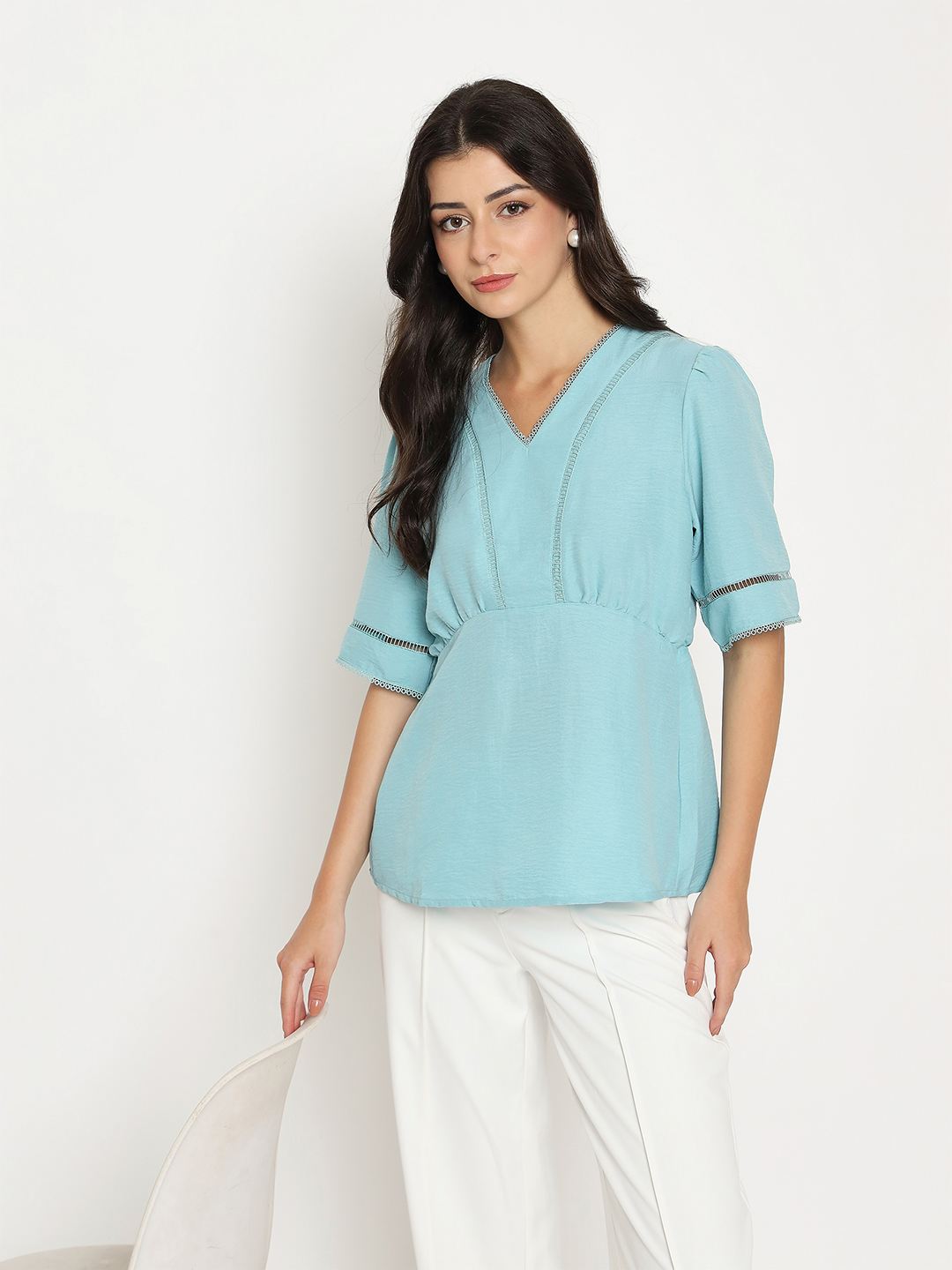 Madame Ladies Western Top H/S M5S18702 036 Sea Green - Goyalsons ShopMax