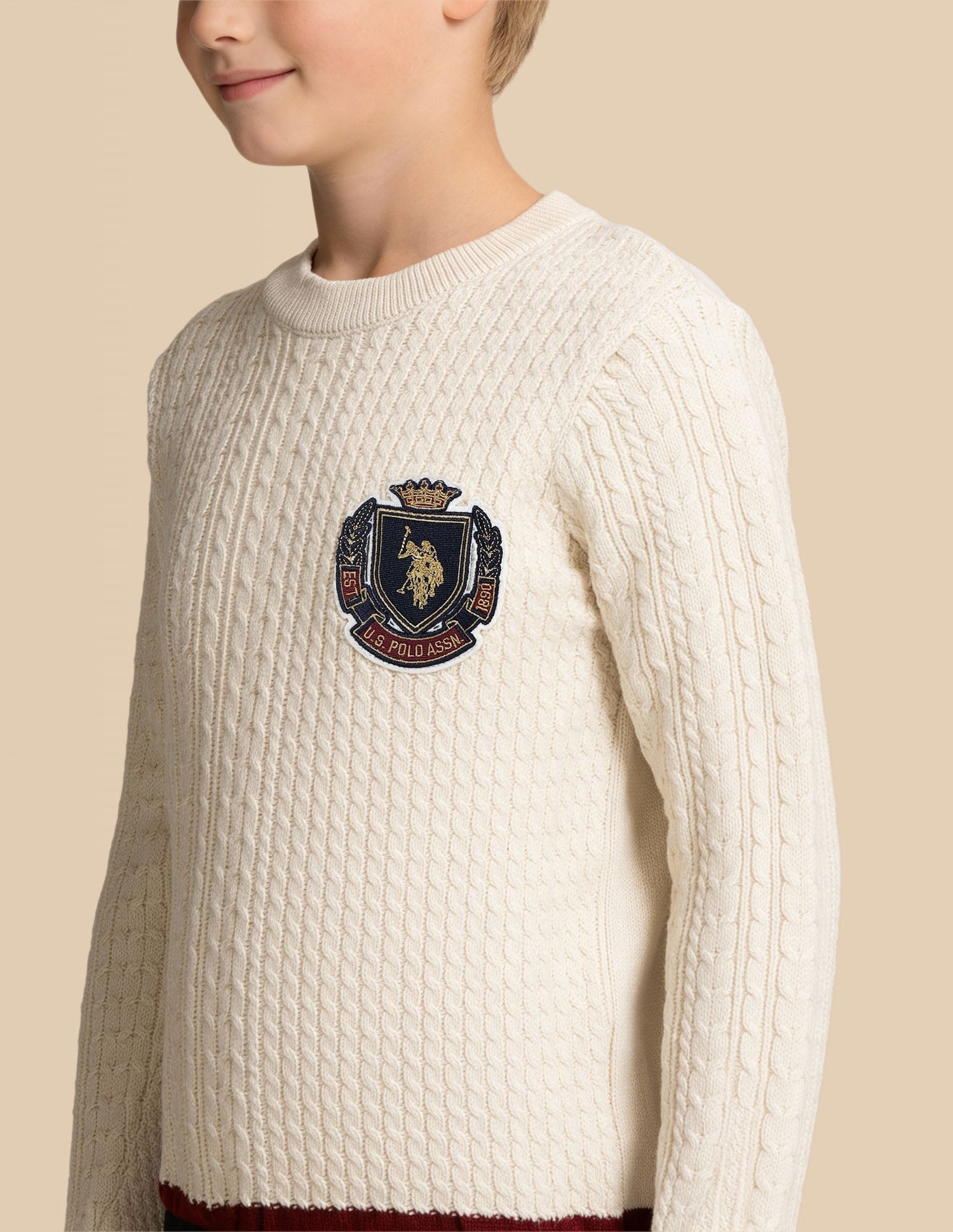 U.S.POLO KIDS BOYS PULLOVER UKSWE0195 OFF WHITE