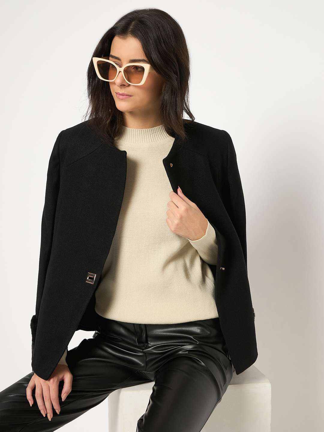 Madame Mock Neck Solid Beige Skeeve