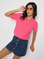 Madame Ladies Western Top H/S M5S11001 076 Hot Pink