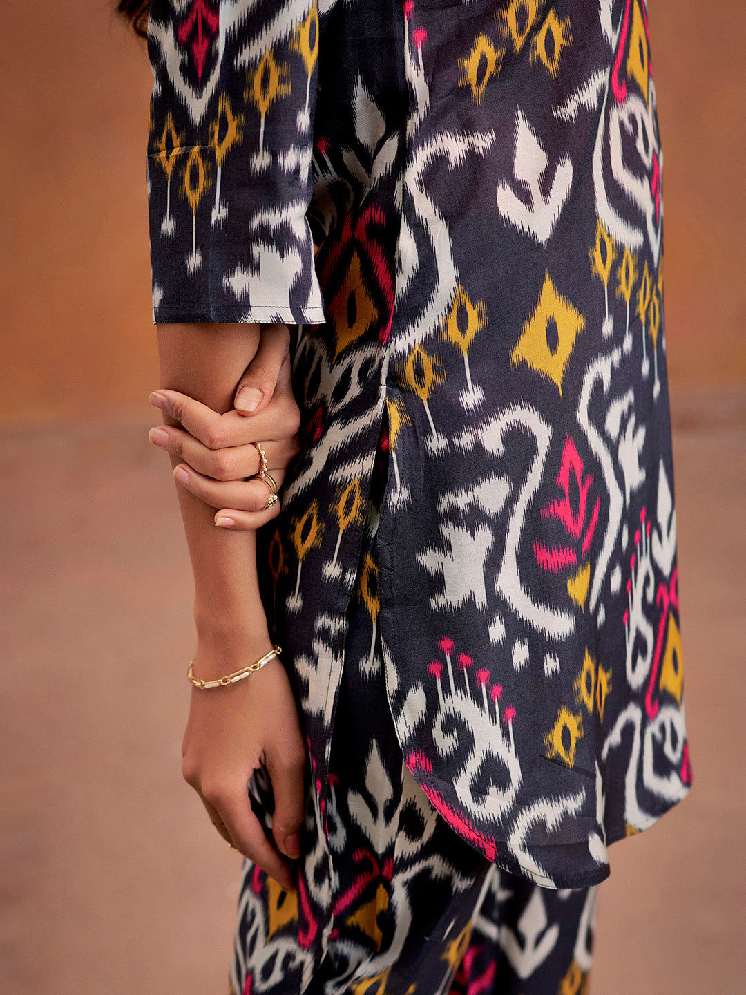 Black Ikat Printed Festive Co-Ord Set