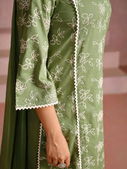 Jaipur Kurti Ladies Western Kurti 3Pcs Set 1C24Kptdr0038 Green