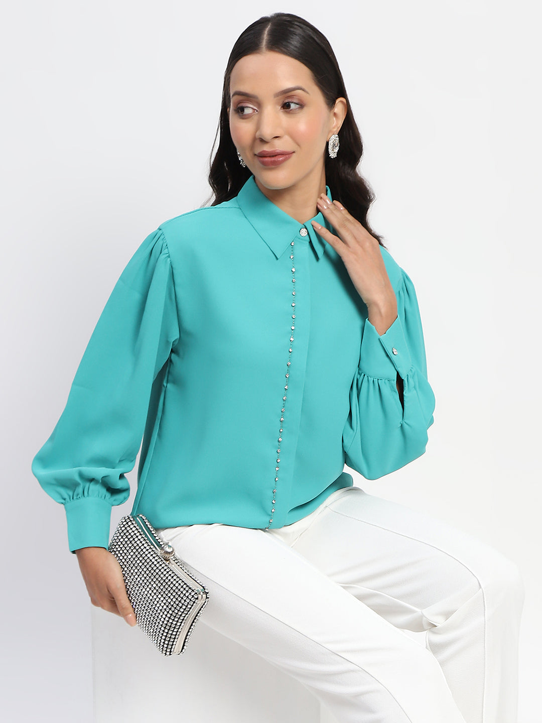 Madame Ladies Western Top H/S M4S18108 014 Green