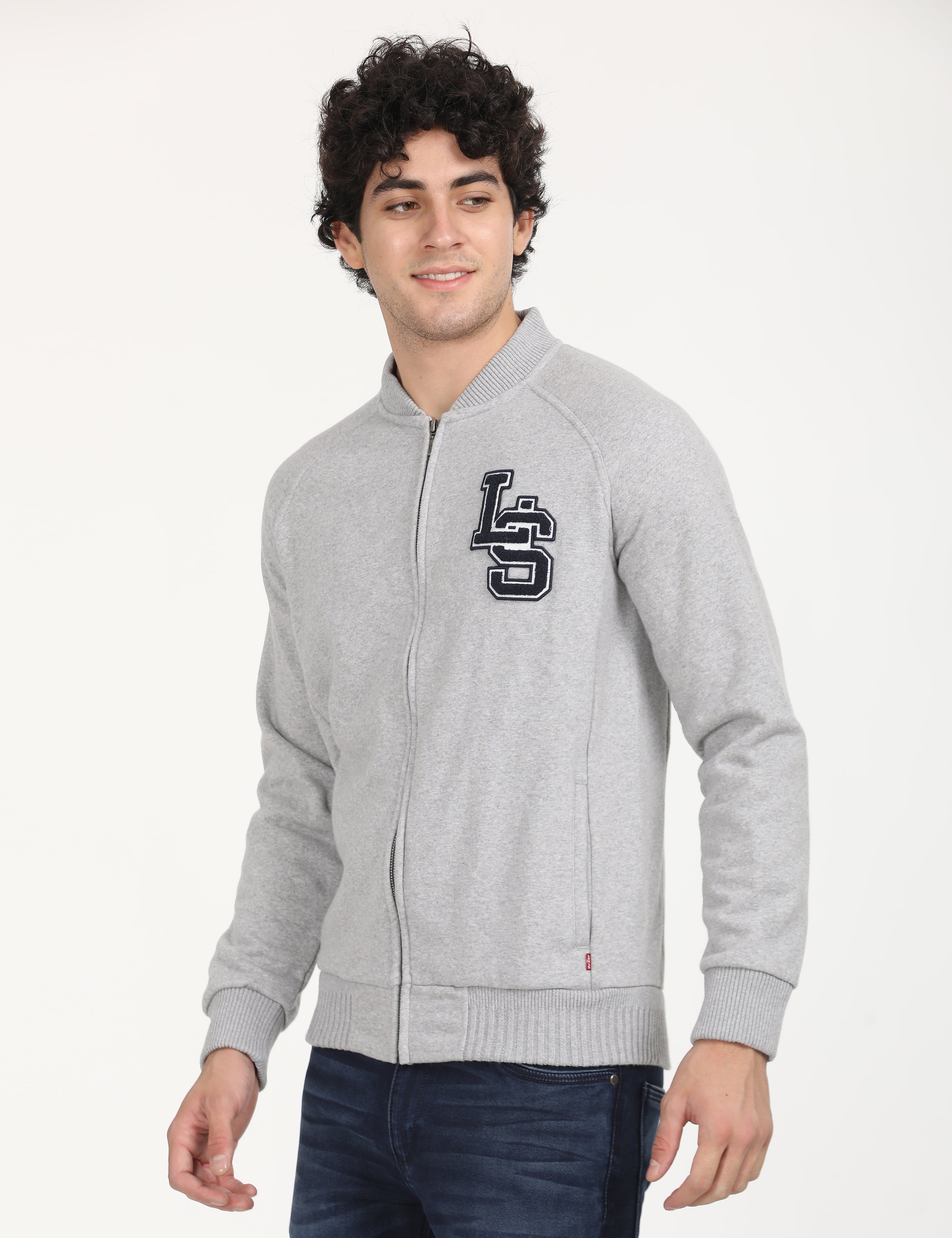 Men'S Solid Grey Crew Neck Sweatshirt
