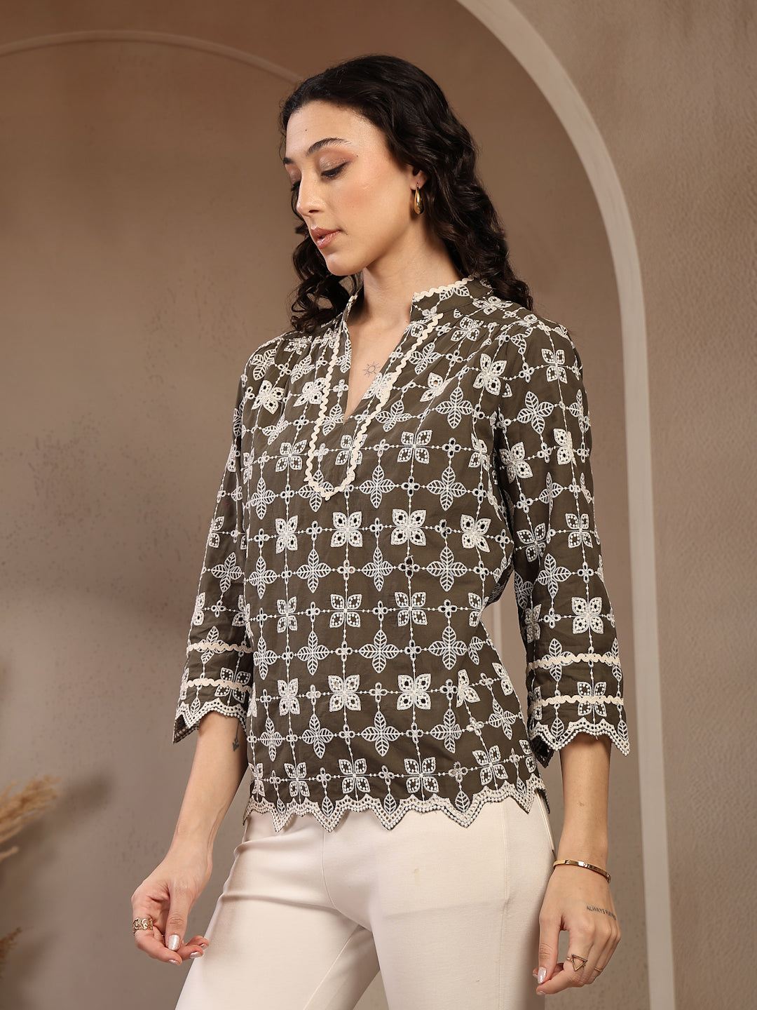 Gipsy Ladies Western Tunic 6Tnc257164 Olv Ub Olive