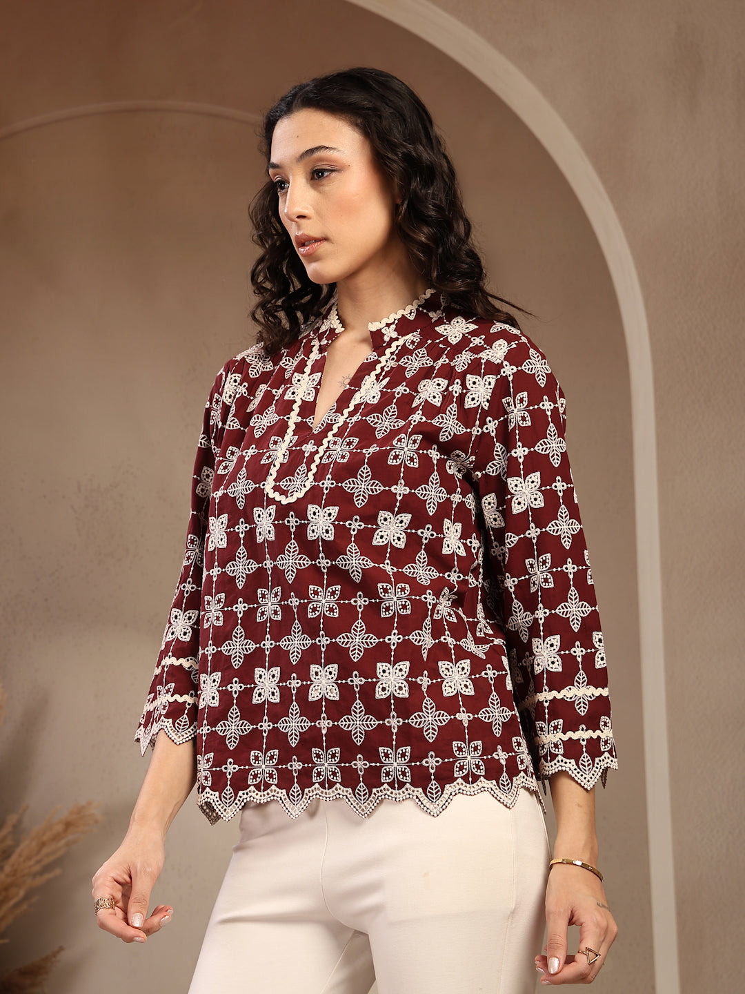 Gipsy Ladies Western Tunic 6Tnc257164 Mrn Ub Maroon
