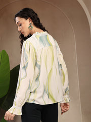 Gipsy Green Printed Rayon Blouse