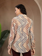 GIPSY LADIES WESTERN SHIRT F/S 6SHR252027 BRN MC BROWN