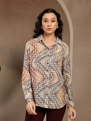 GIPSY LADIES WESTERN SHIRT F/S 6SHR252027 BRN MC BROWN