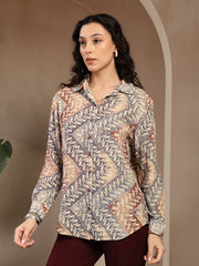 GIPSY LADIES WESTERN SHIRT F/S 6SHR252027 BRN MC BROWN