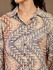 GIPSY LADIES WESTERN SHIRT F/S 6SHR252027 BRN MC BROWN