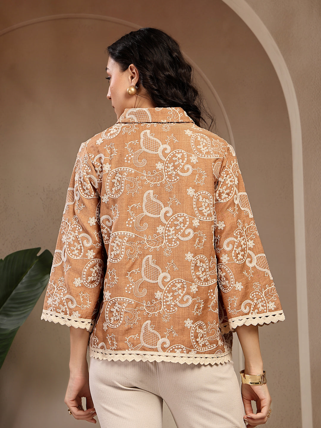 Gipsy Beige Embroidered Rayon Tunic