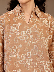 Gipsy Beige Embroidered Rayon Tunic