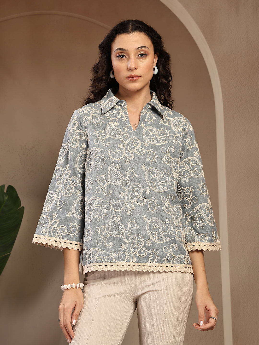 Gipsy Sage Embroidered Rayon Tunic