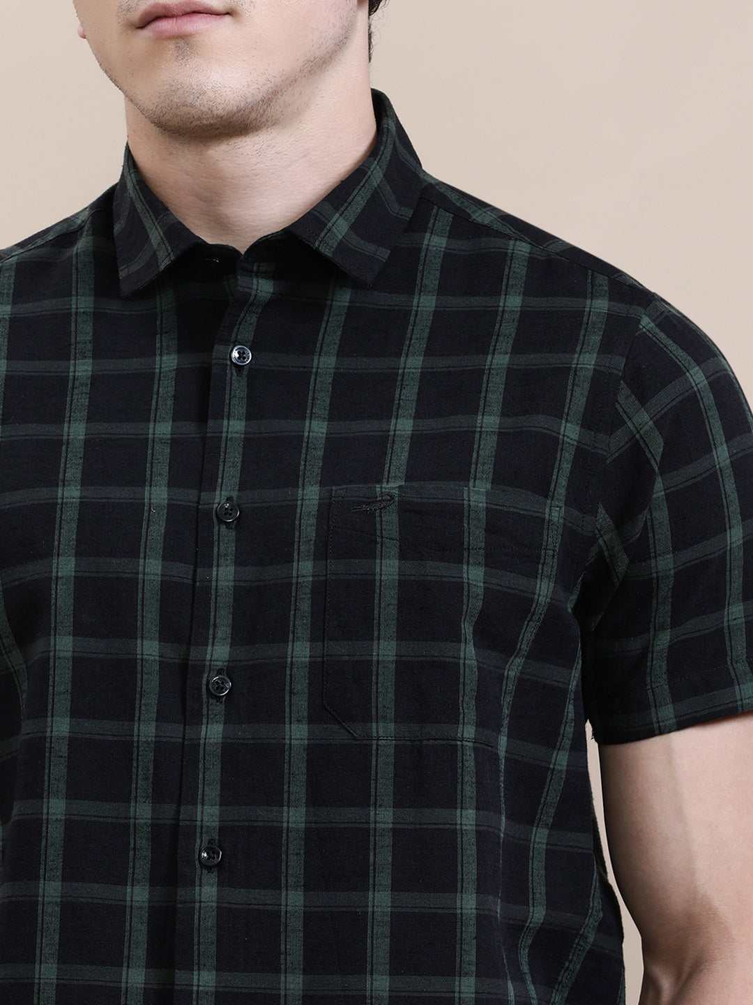 Crocodile Mens Casual Shirt H/S Crcs125-523Mt Hs Black
