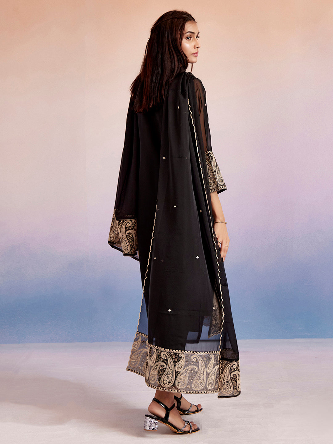 Jaipur Kurti Ladies Western Kurti 3Pcs Set 1C24Kpldr003 Black