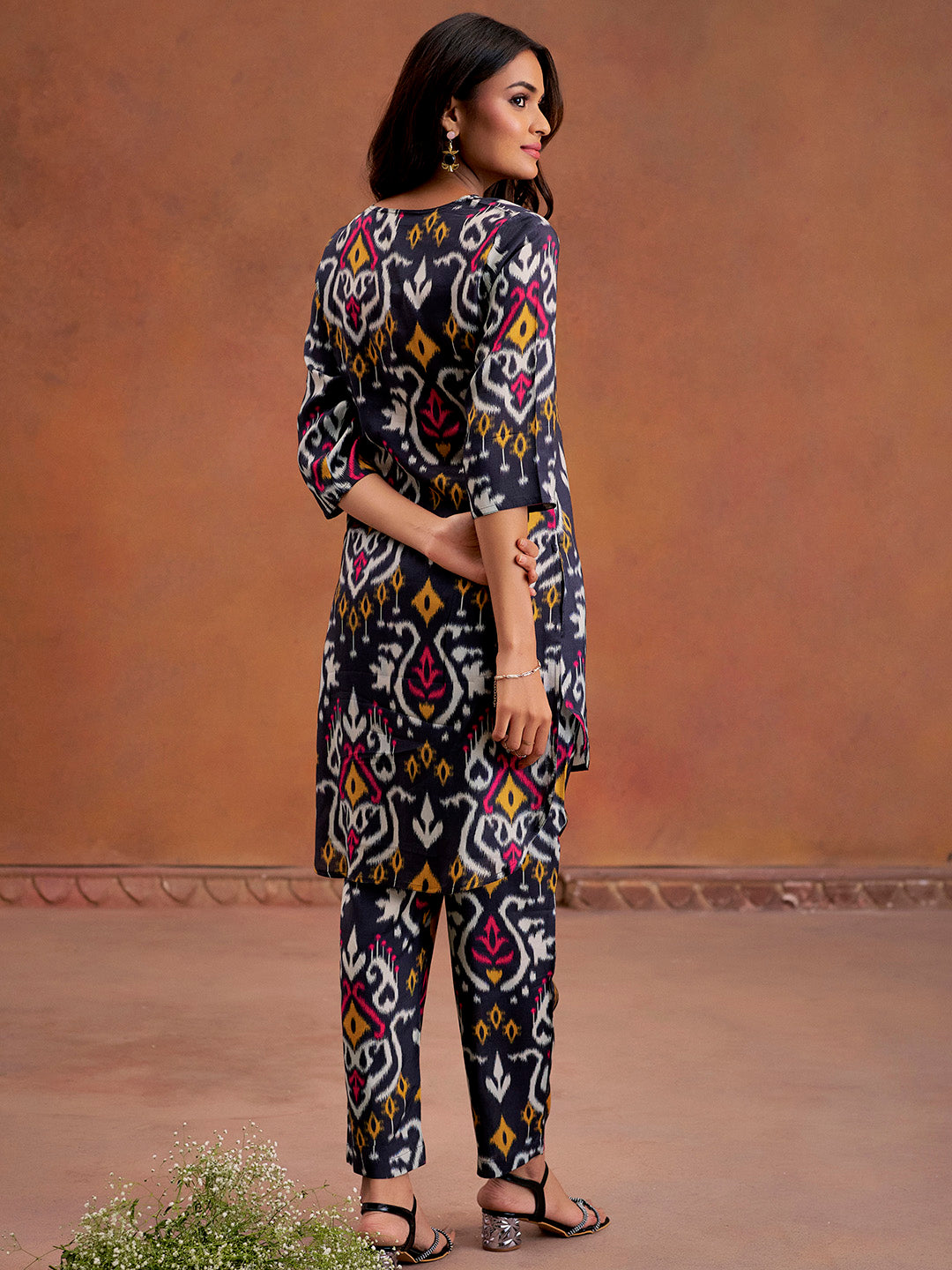 Black Ikat Printed Festive Co-Ord Set