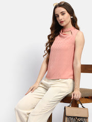 Madame Cowl Neck Salmon Top