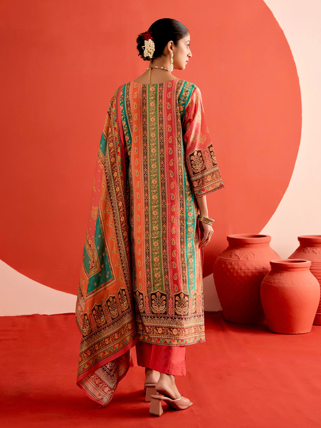 Jaipur Kurti Ladies Western Kurti 3Pcs Set 1C24Kptdr005 Pink