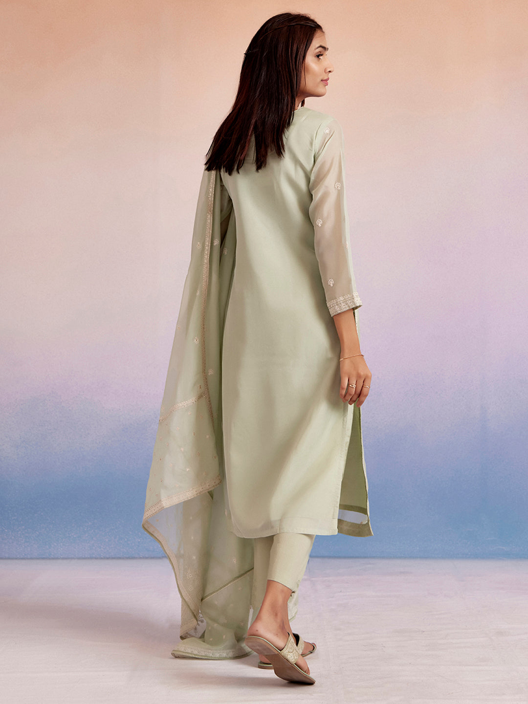 Jaipur Kurti Ladies Western Kurti 3Pcs Set 1C24Kptdr009 Lightgreen