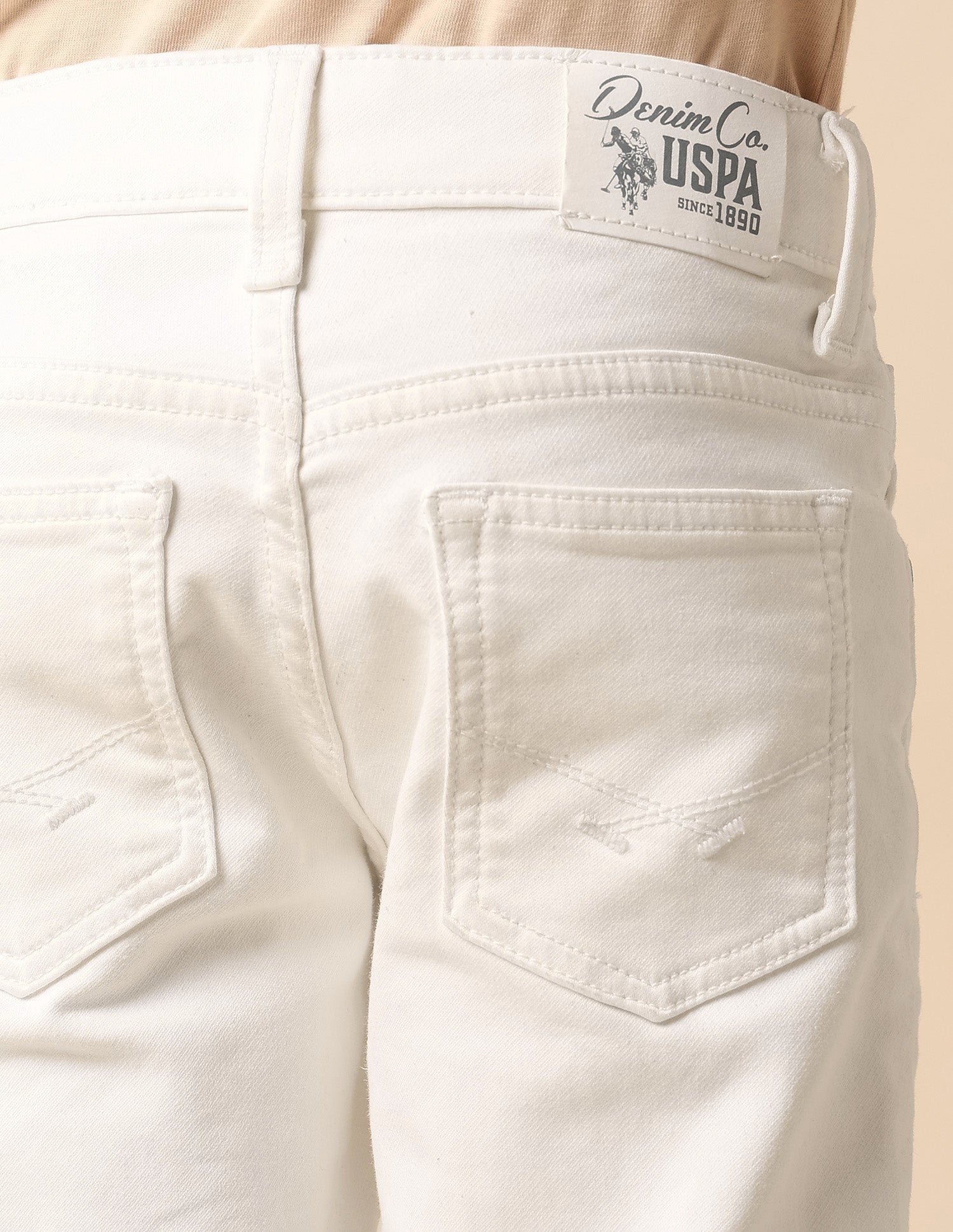 U.S.POLO KIDS BOYS JEANS UKJEN765 WHITE