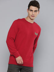 Men'S Solid Red Crew Neck Sweatshirt