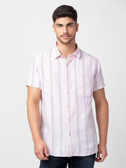 Spykar Mens Casual Shirt F/S Mshst1Bc184 Light Peach