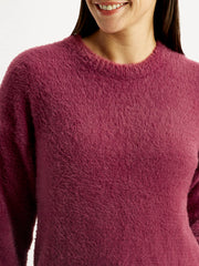 Women'S Solid Maroon Crew Neck Sweater
