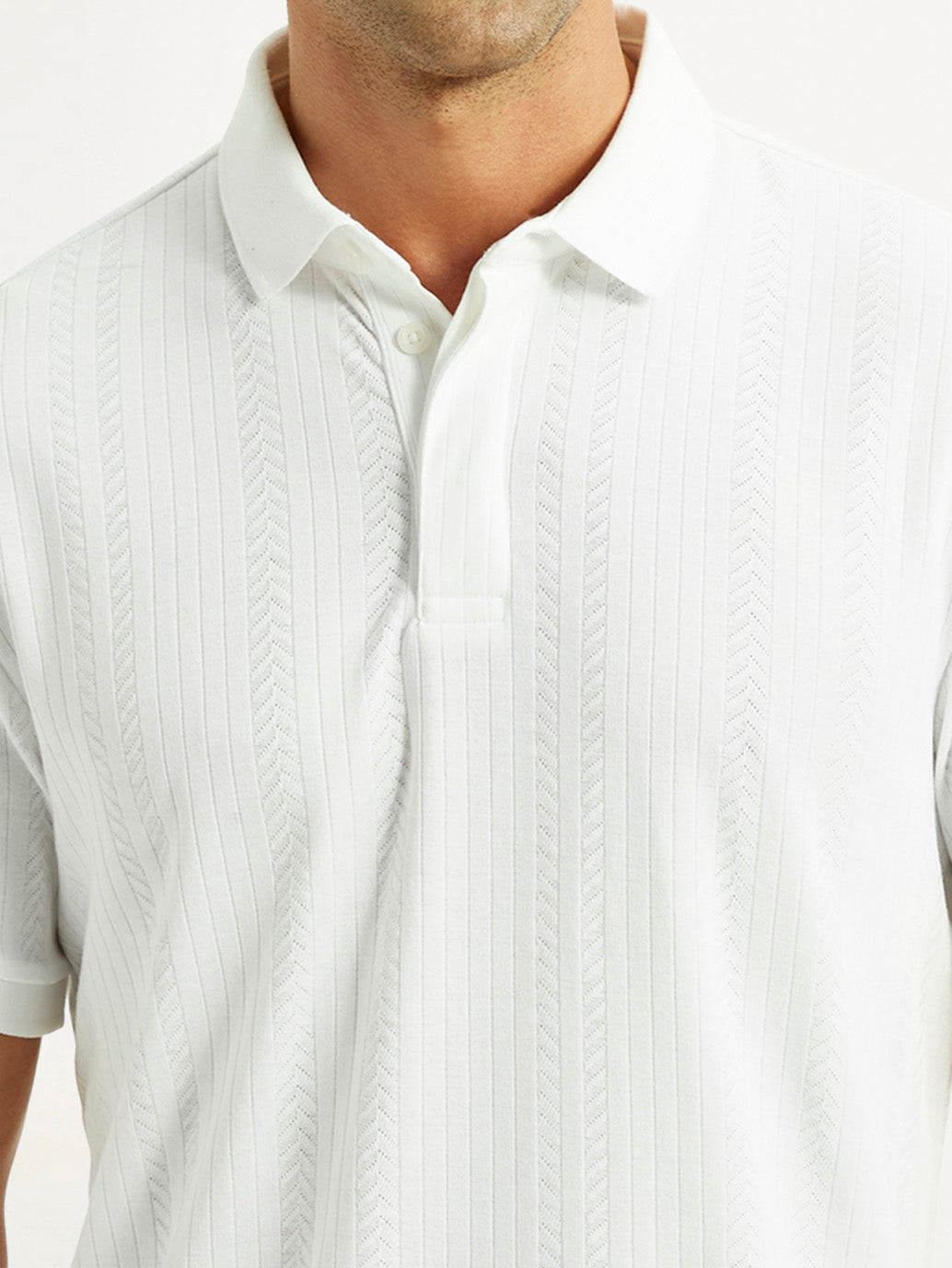 Men'S Redloop White Slim Fit Polo T-Shirt