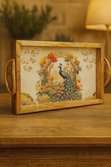 Goyalsons Household Wooden Tray Rectanglar Handle