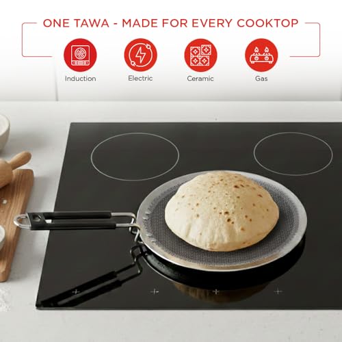 Lyte Club SAS Pro Platinum Triply Stainless Steel Hybrid Tawa 25 cm | 4 mm Thick | HexaShield Design Stick-Resistant Surface | Metal Spatula Safe | Induction Compatible | Roti, Paratha Tawa | PFOA Free