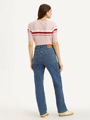 Women'S Blue Ribcage Straight Fit High Rise Jeans