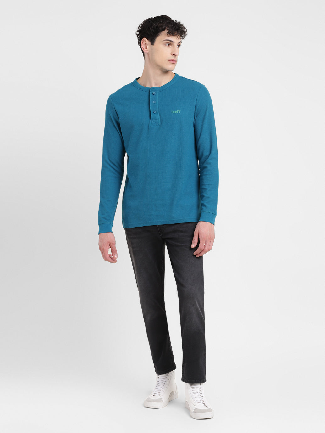 Men'S Solid Henley Neck T-Shirt