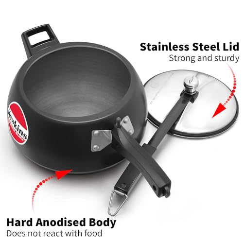 Hawkins 6.5 Litre Contura Black Pressure Cooker, Hard Anodised Inner Lid Cooker, Handi Cooker, Black (CB65) 6.5 Liter