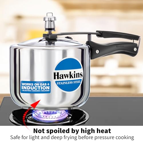 Hawkins 3 Litre Pressure Cooker, Stainless Steel Inner Lid Cooker, Induction Cooker, Silver (Hss3T), 3 Liter
