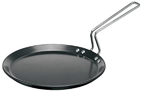 Hawkins Futura 26 cm Flat Tava, Non Stick Tawa with Stainless Steel Handle, Tawa with Rim, Pancake Pan, Flat Pan, Black (NFT26)