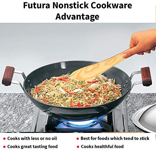 Hawkins Futura 2.5 Litre Deep Fry Pan, Non Stick Kadai with Stainless Steel Lid, Flat Bottom Induction Kadhai, Black (IND25S)