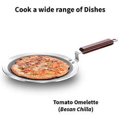 Hawkins 26cm stainless steel Paratha Tava with honeycomb non-stick surface, rosewood handle, suitable for induction cooking.
